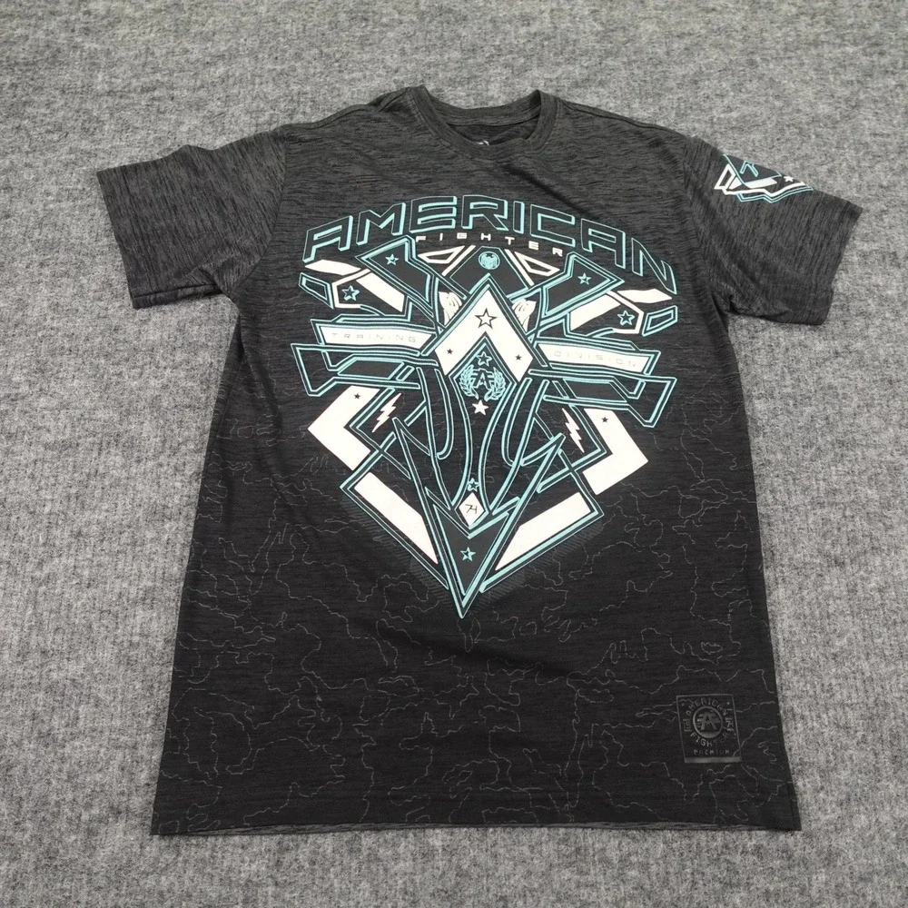 American Fighter Graphic T-shirt Mens Medium Gray Heather Cotton/Polyester‎ MMA